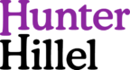 Text reads 'Hunter Hillel' in purple and black letters, highlighting its place within the CUNY network.